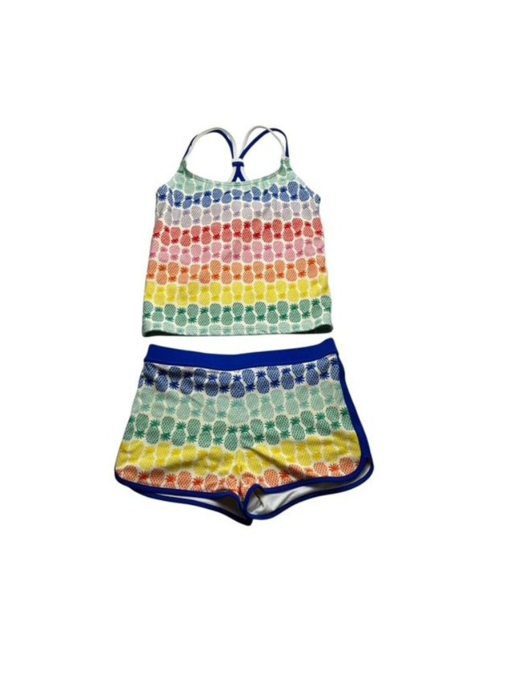 Boden Girls Colorful Pineapple Two Piece Swimming Suit 11-12 Years